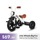 KRIDDO Kids Pedal Tricycle with Headlight for 2 to 5 Years Old White