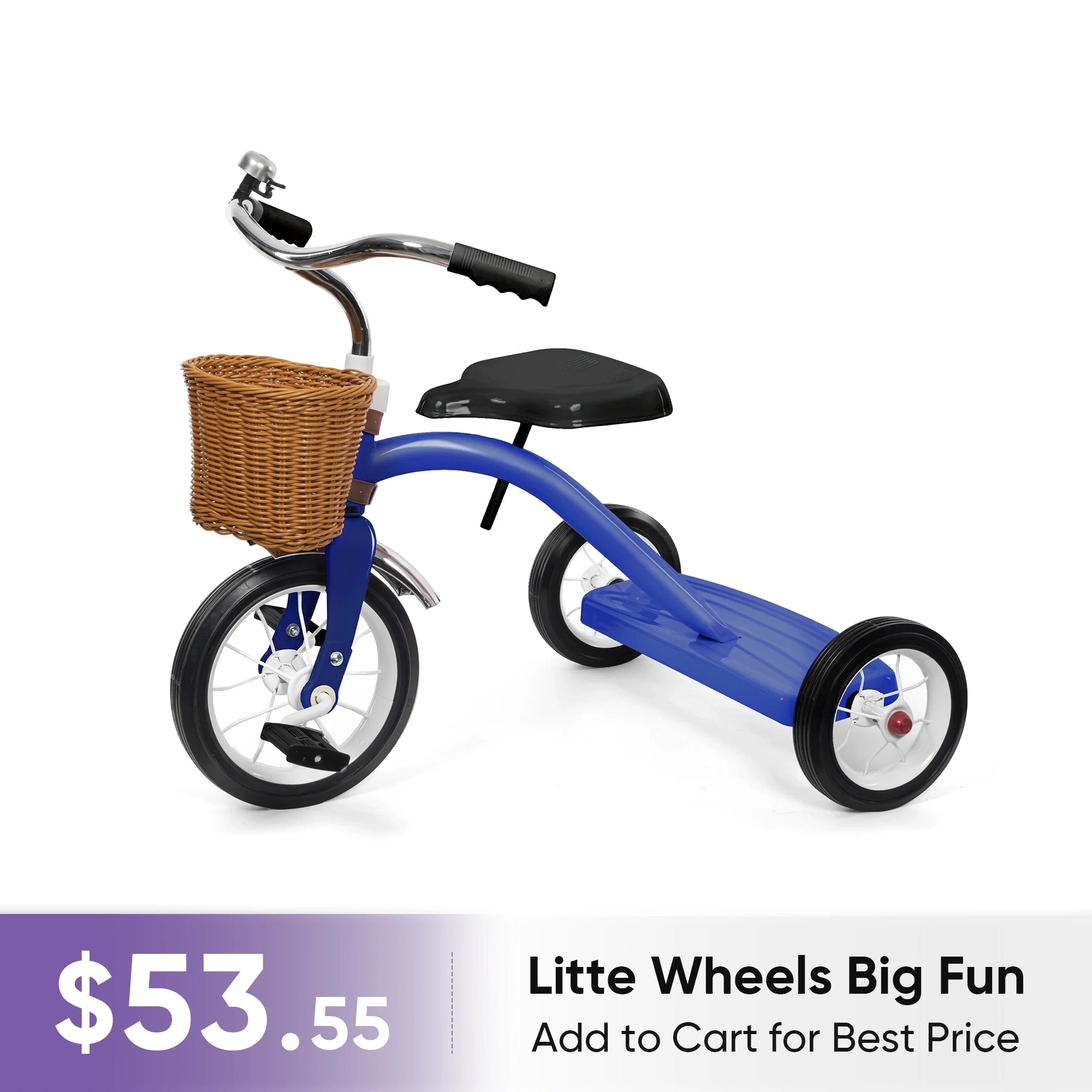 KRIDDO Metal Classic Tricycle with Removable basket for 2 to 4 Years Old Blue