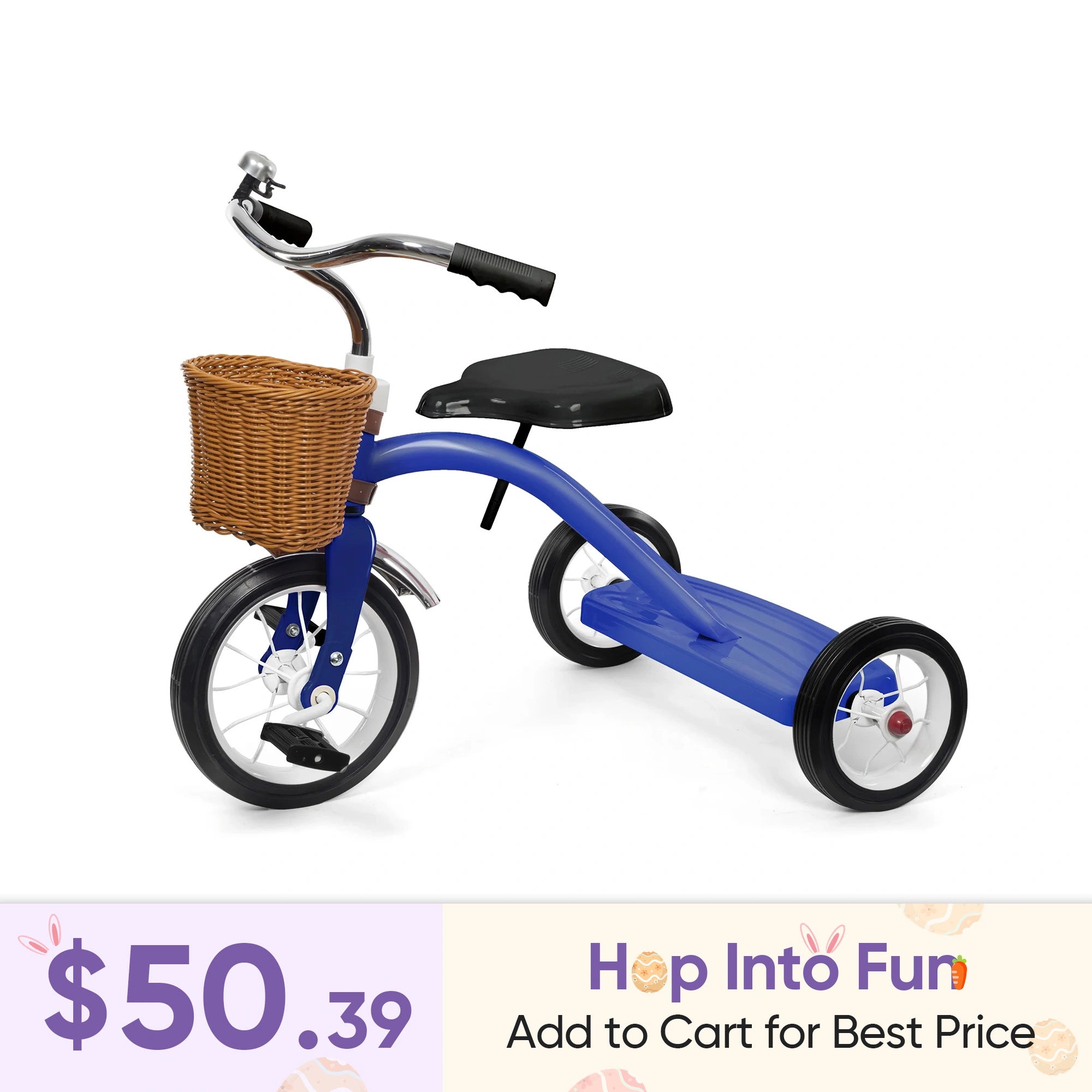 KRIDDO Metal Classic Tricycle with Removable basket for 2 to 4 Years Old Blue