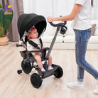 KRIDDO 7-in-1 Kids Tricycle Stroller with Push Handle for 18 Months to 5 Years Old Grey