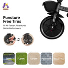 KRIDDO 7-in-1 Kids Tricycle Stroller with Push Handle for 18 Months to 5 Years Old Grey