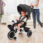 KRIDDO 7-in-1 Kids Tricycle Stroller with Push Handle for 18 Months to 5 Years Old White