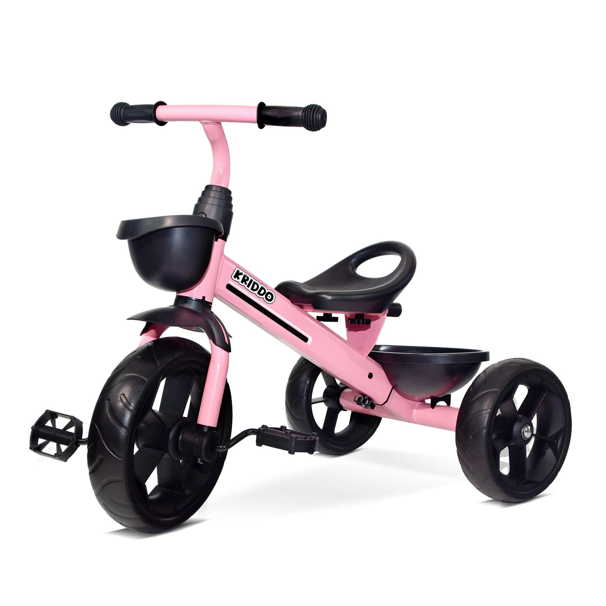 KRIDDO Toddler Training Tricycle With Fixed Wheels for 2 to 5 Years Old Pink