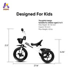 KRIDDO Toddler Training Tricycle With Fixed Wheels for 2 to 5 Years Old White