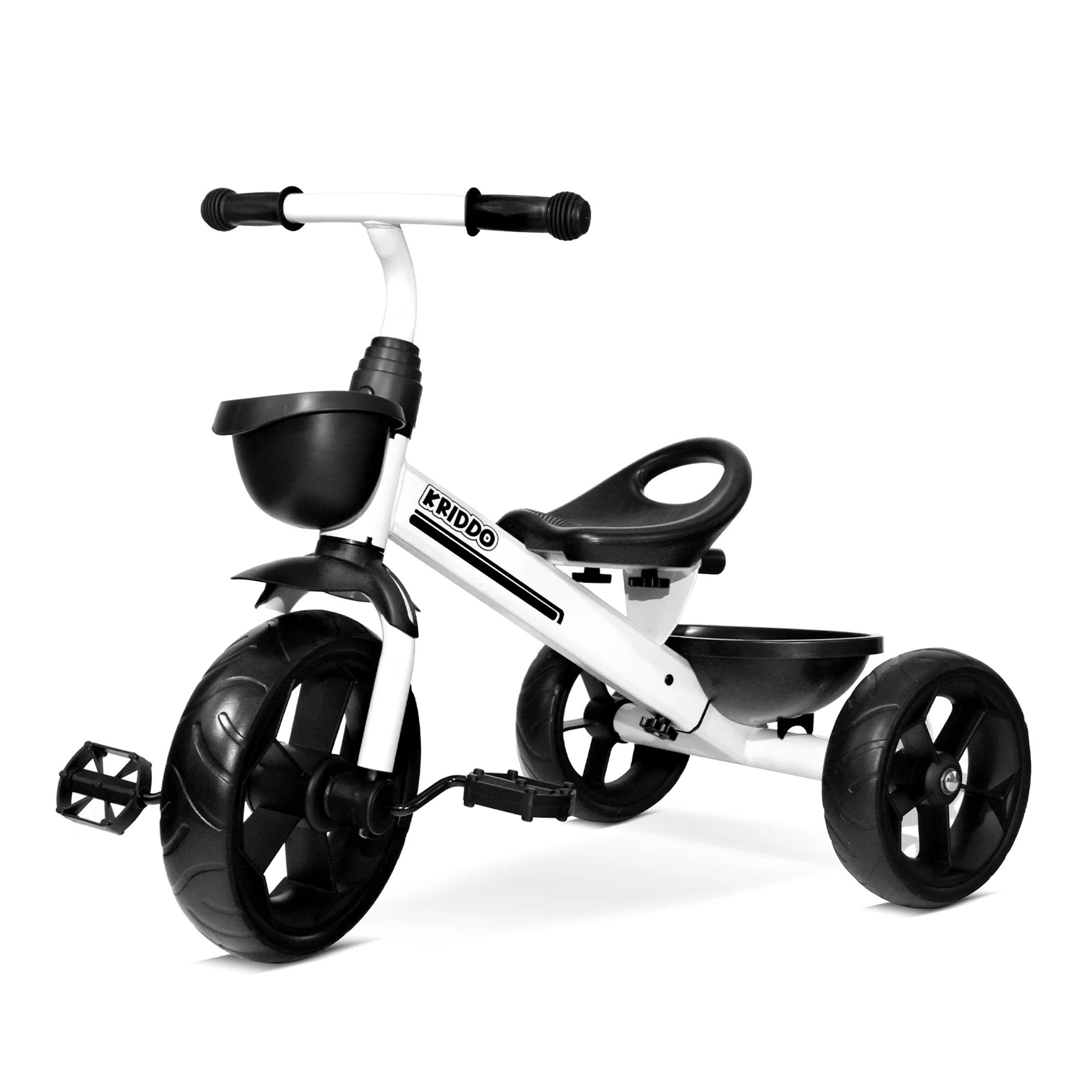 KRIDDO Toddler Training Tricycle With Fixed Wheels for 2 to 5 Years Old White