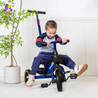 KRIDDO 2-in-1 Toddler Push Tricycle with Handle for 18 Months to 5 Years Old Blue