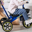 KRIDDO 2-in-1 Toddler Push Tricycle with Handle for 18 Months to 5 Years Old Blue