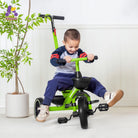 KRIDDO 2-in-1 Toddler Push Tricycle with Handle for 18 Months to 5 Years Old Green