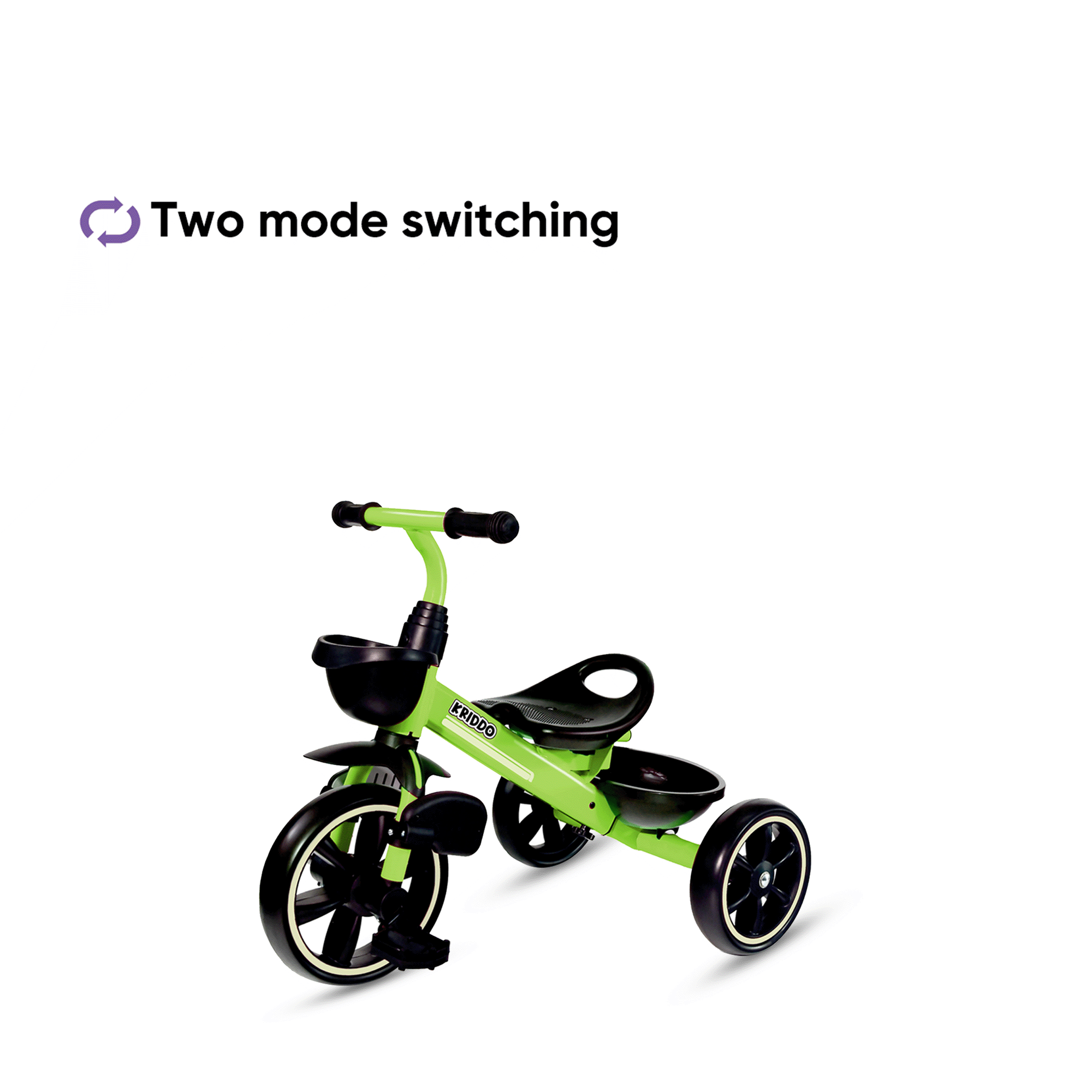 KRIDDO 2-in-1 Toddler Push Tricycle with Handle for 18 Months to 5 Years Old Green
