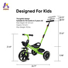 KRIDDO 2-in-1 Toddler Push Tricycle with Handle for 18 Months to 5 Years Old Green