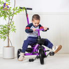 KRIDDO 2-in-1 Toddler Push Tricycle with Handle for 18 Months to 5 Years Old Purple