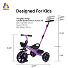 KRIDDO 2-in-1 Toddler Push Tricycle with Handle for 18 Months to 5 Years Old Purple