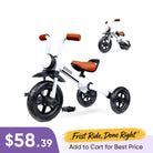 KRIDDO 2-in-1 Foldable Tricycle For Toddlers with Headlight For 2 to 5 Year Old White