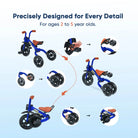 KRIDDO 2-in-1 Foldable Tricycle For Toddlers with Headlight For 2 to 5 Year Old Blue