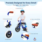 KRIDDO 2-in-1 Foldable Tricycle For Toddlers with Headlight For 2 to 5 Year Old Blue