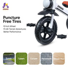 KRIDDO 2-in-1 Foldable Tricycle For Toddlers with Headlight For 2 to 5 Year Old White