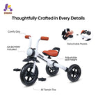 KRIDDO 2-in-1 Foldable Tricycle For Toddlers with Headlight For 2 to 5 Year Old White