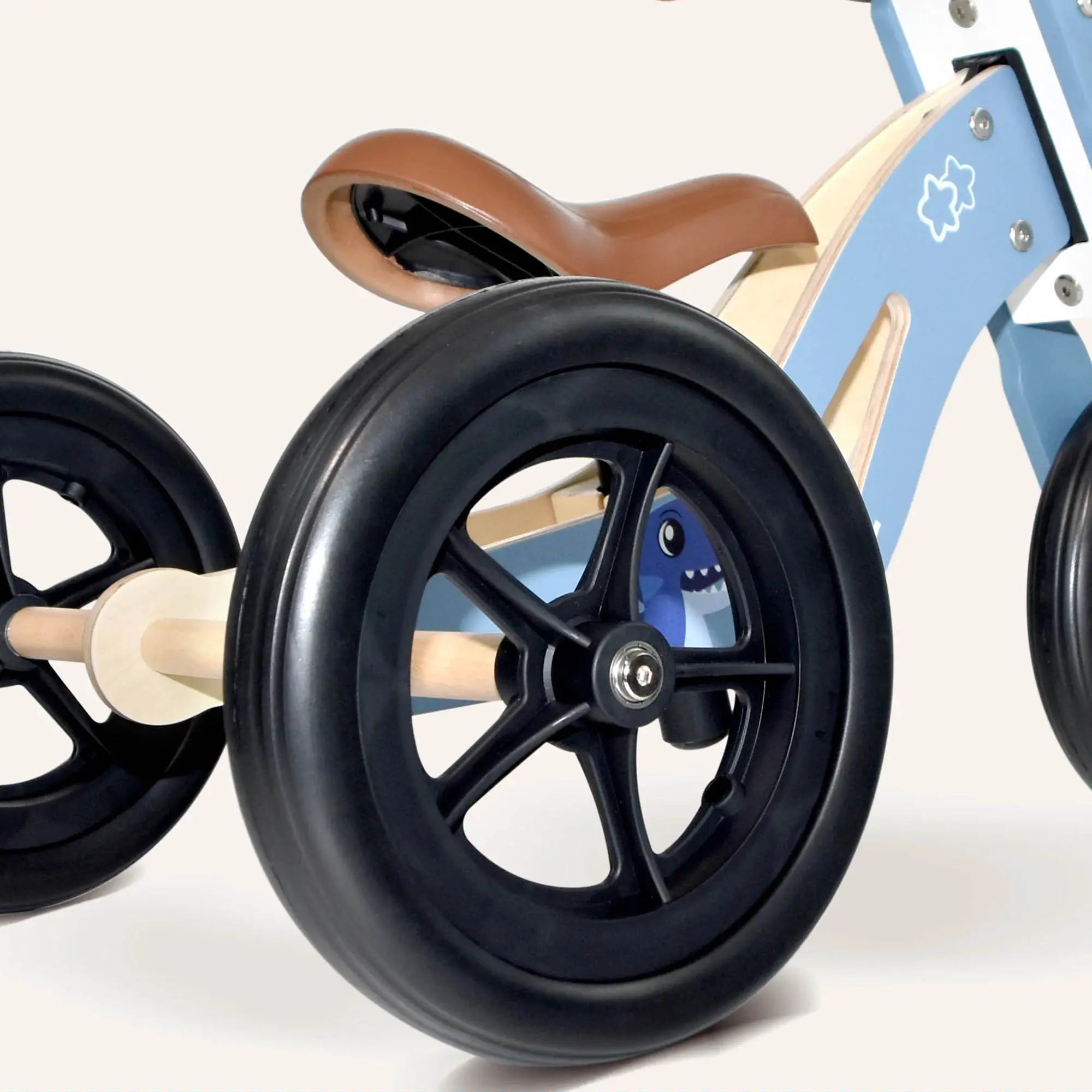 KRIDDO Kids Wooden Tricycle with Adjustable Seat for 1 to 4 Years Old Blue