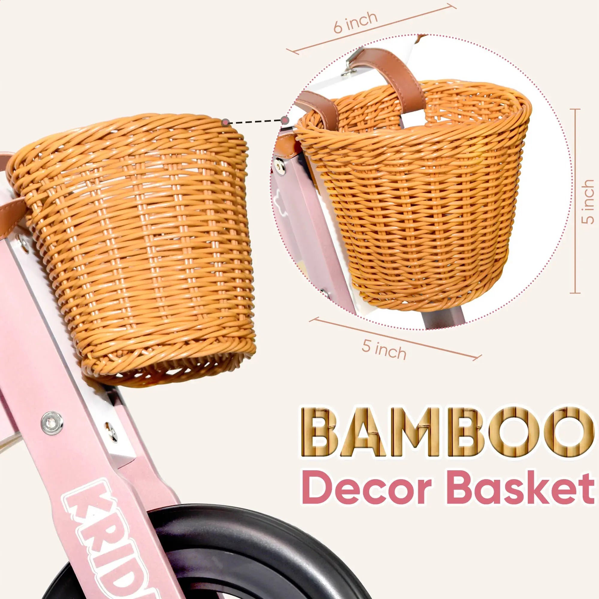 KRIDDO Kids Wooden Tricycle with Adjustable Seat for 1 to 4 Years Old Pink