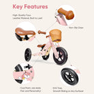 KRIDDO Kids Wooden Tricycle with Adjustable Seat for 1 to 4 Years Old Pink