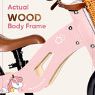 KRIDDO Kids Wooden Tricycle with Adjustable Seat for 1 to 4 Years Old Pink