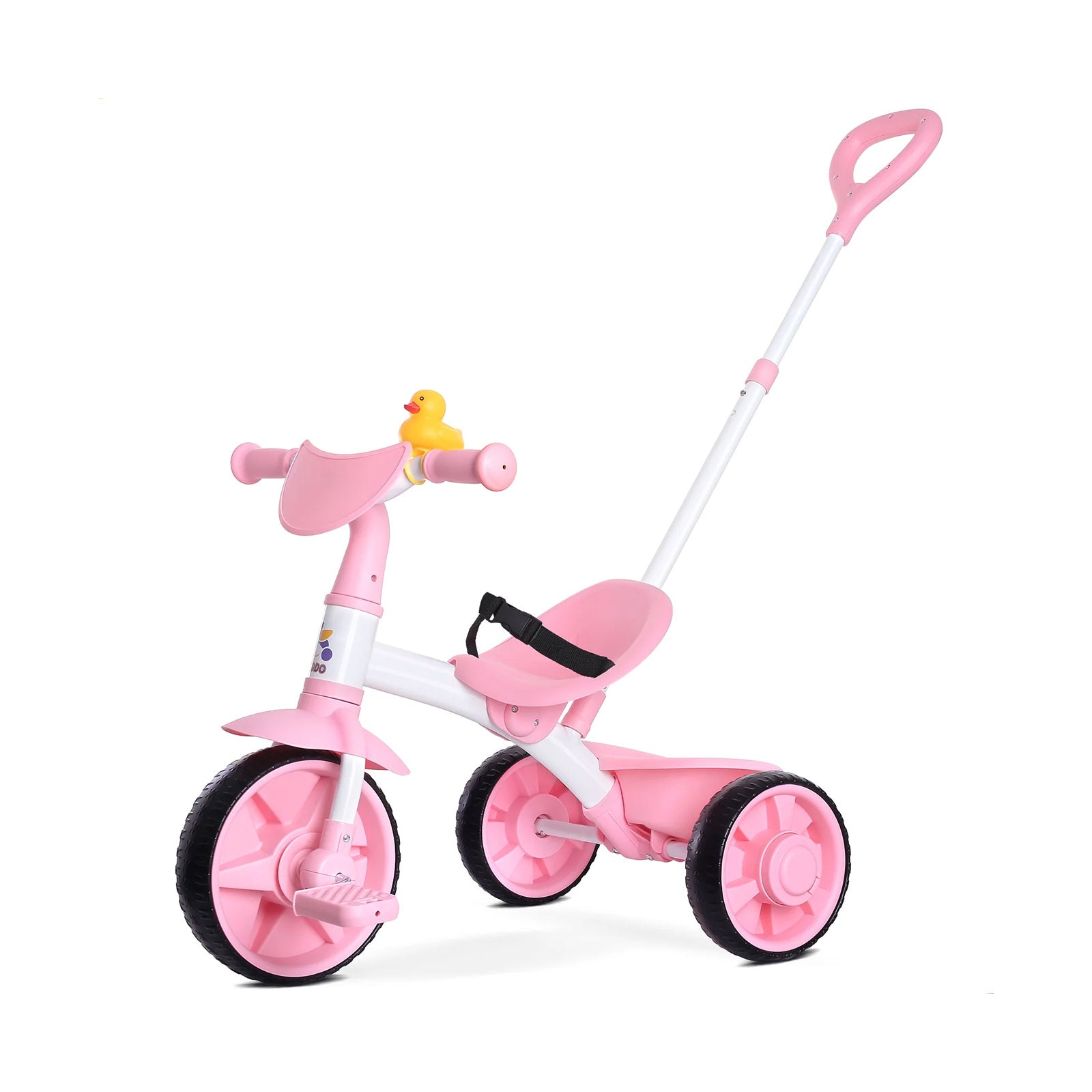 KRIDDO 2-in-1 Pink Toddler Trike with Parent Handle