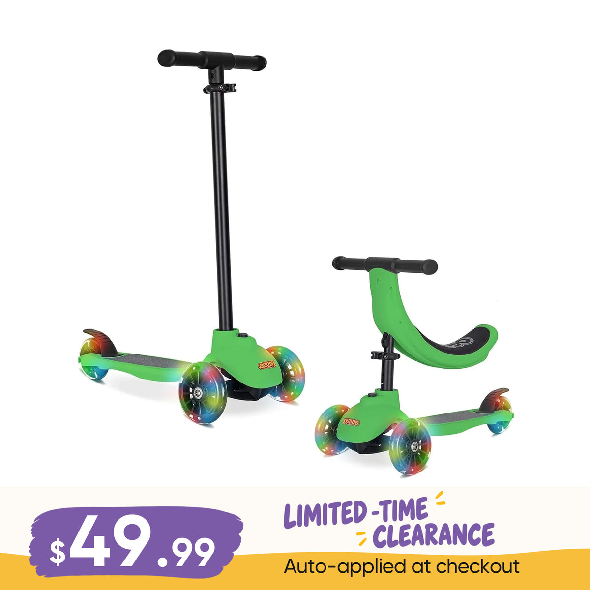KRIDDO kids 5 in 1 scooter green