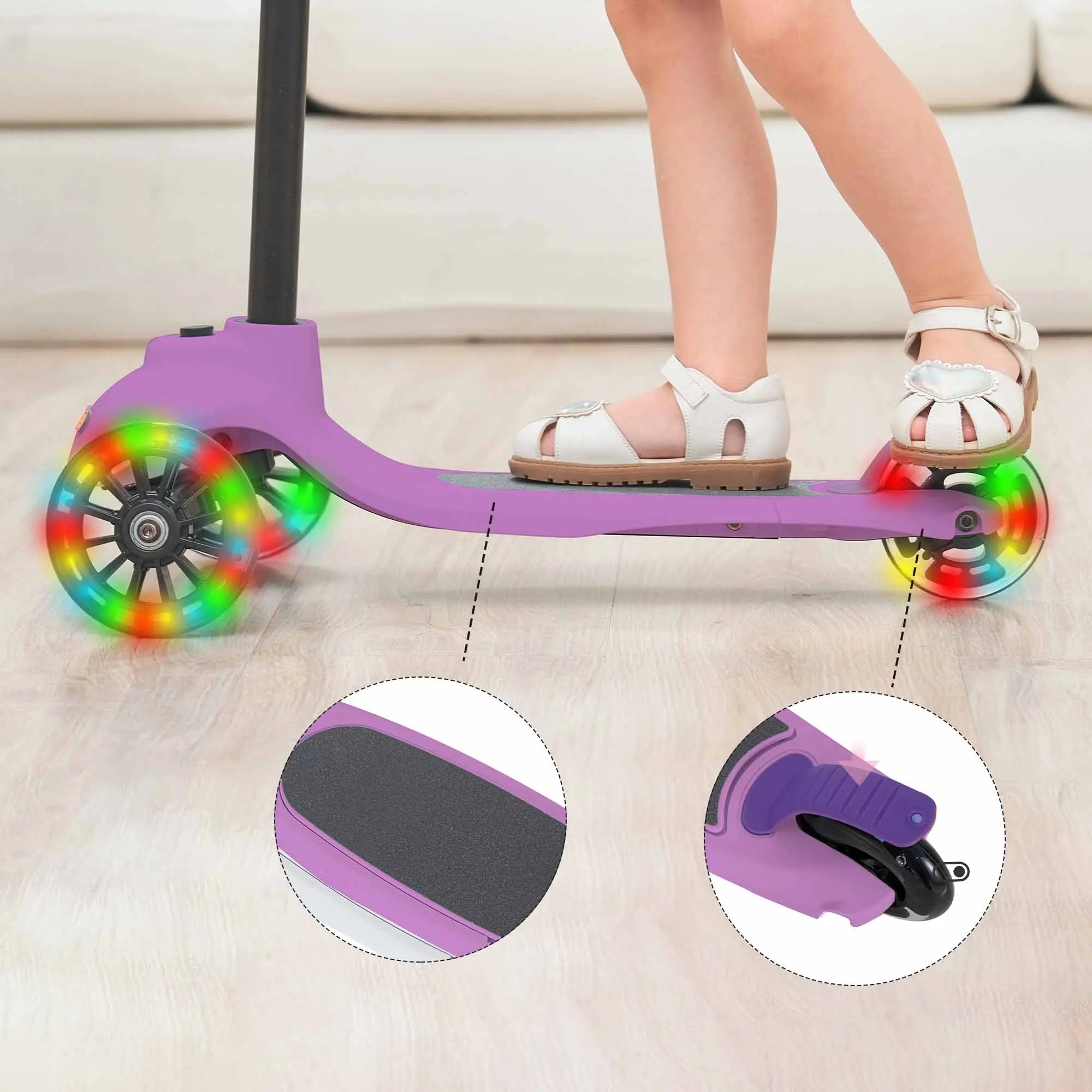 KRIDDO Kids Scooters with Removable Seat for 1.5 to 5 Years Old 5-in-1 Purple