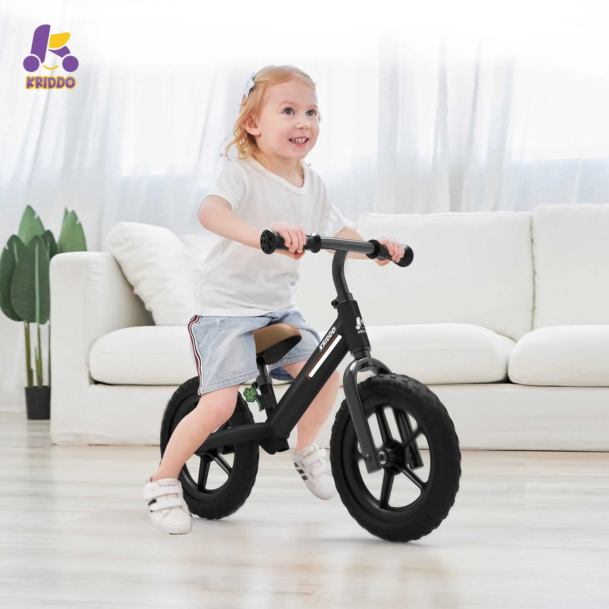 KRIDDO Toddler Balance Bike With Dual Bearing Wheels For 2 to 5 Years Old Black