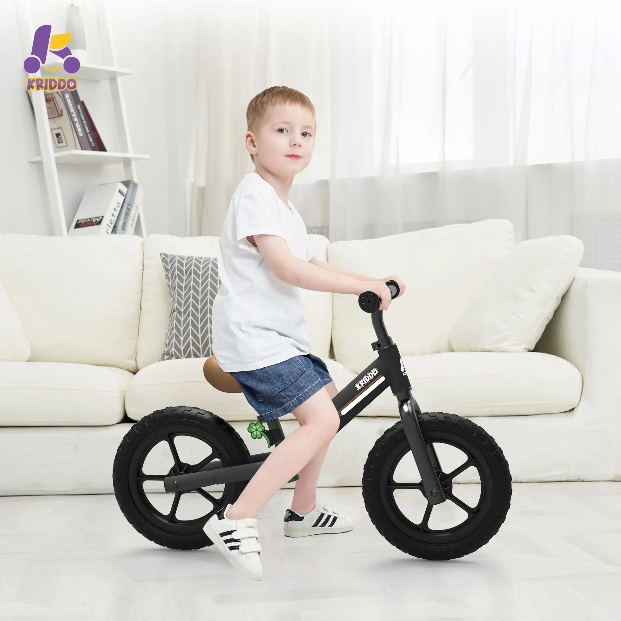 KRIDDO Toddler Balance Bike With Dual Bearing Wheels For 2 to 5 Years Old Black