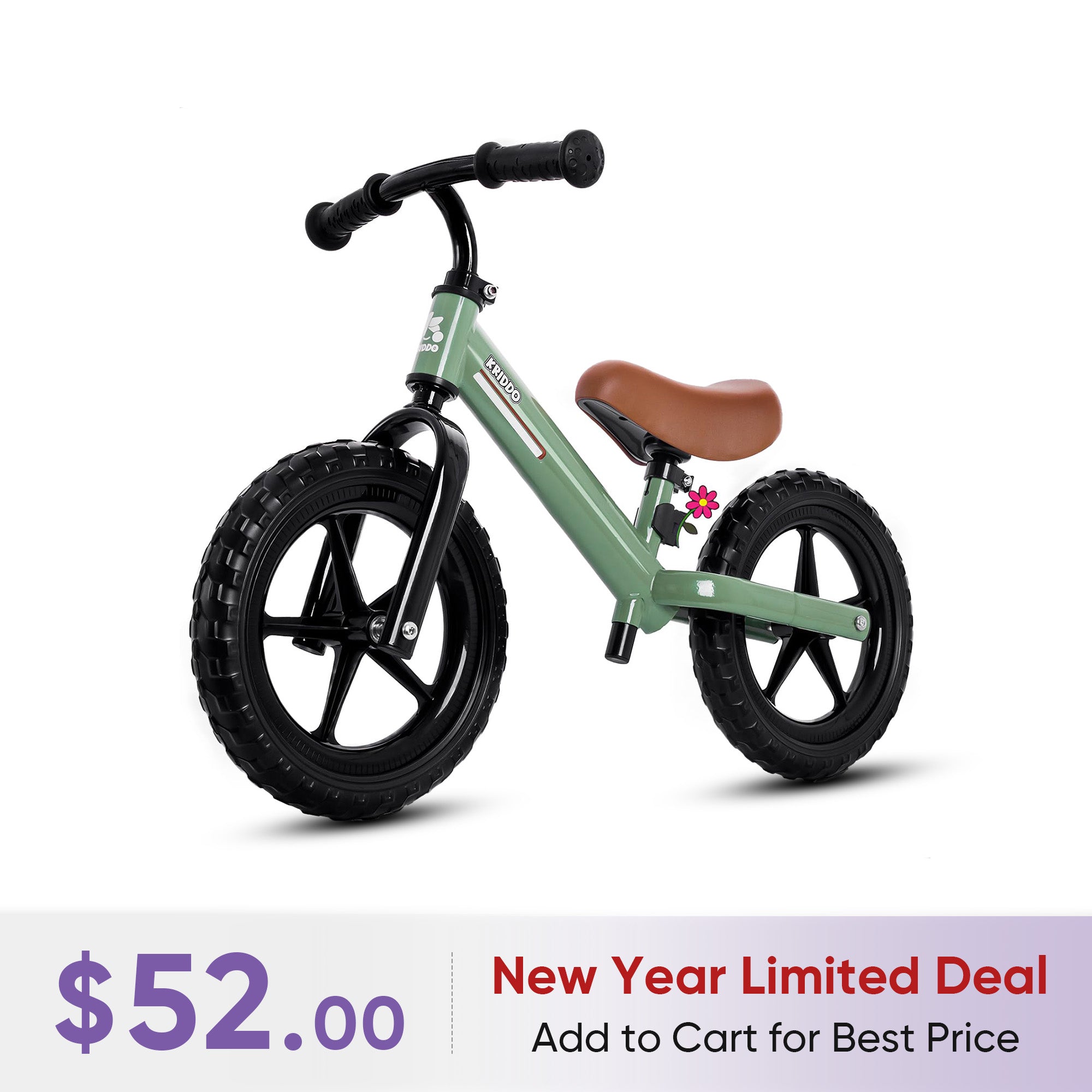 KRIDDO Toddler Balance Bike With Dual Bearing Wheels For 2 to 5 Years Old Green