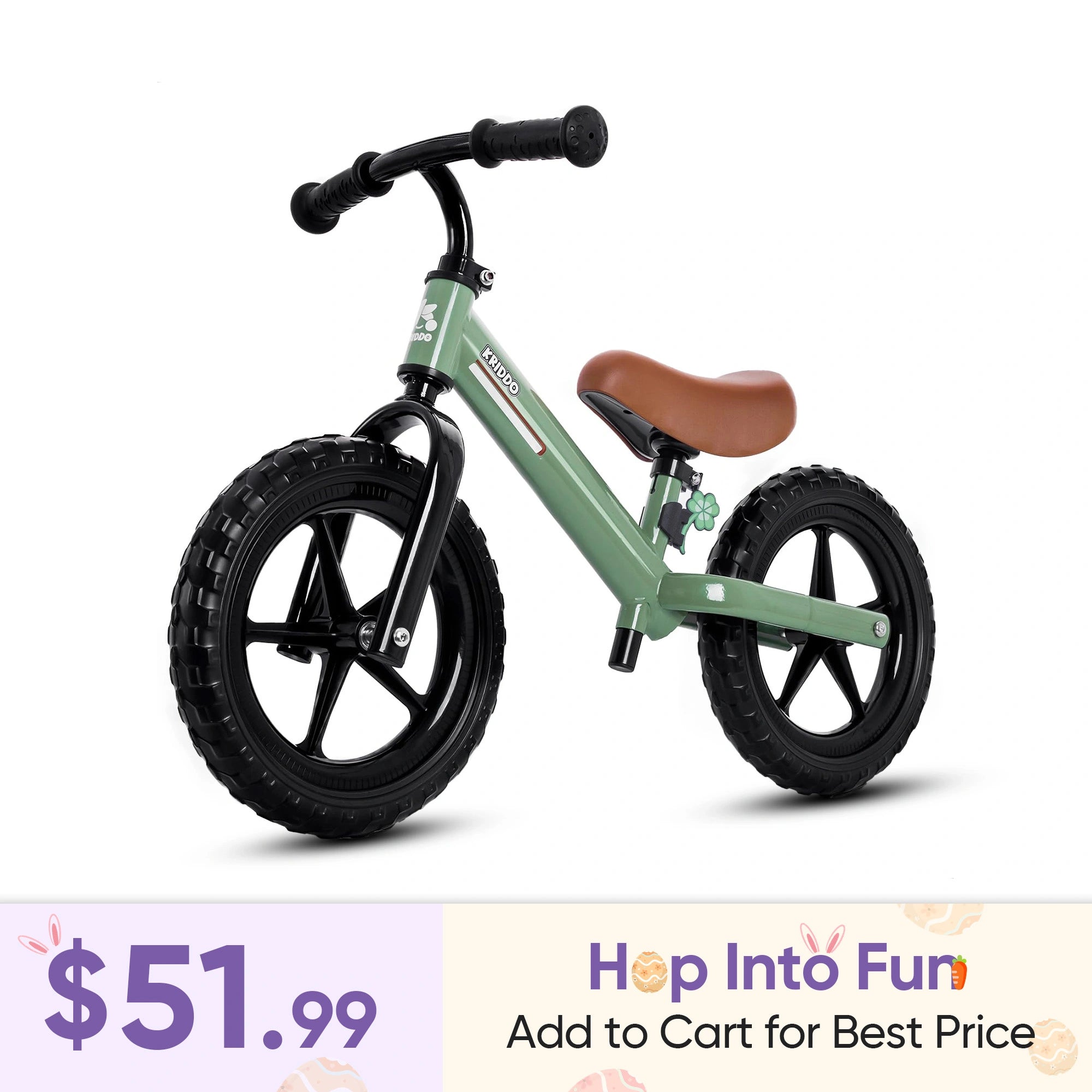 KRIDDO Toddler Balance Bike With Dual Bearing Wheels For 2 to 5 Years Old Green