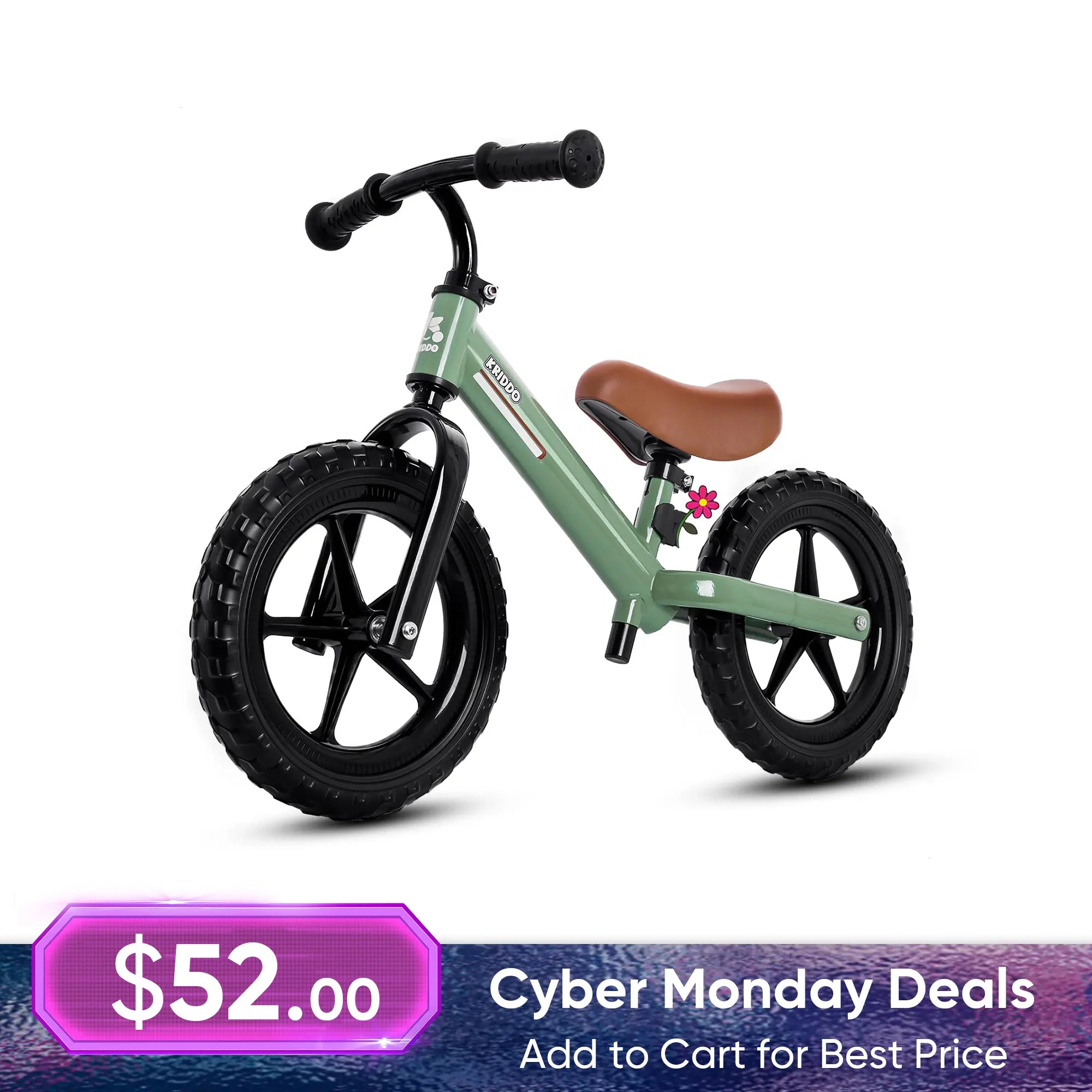 KRIDDO Toddler Balance Bike With Dual Bearing Wheels For 2 to 5 Years Old Green