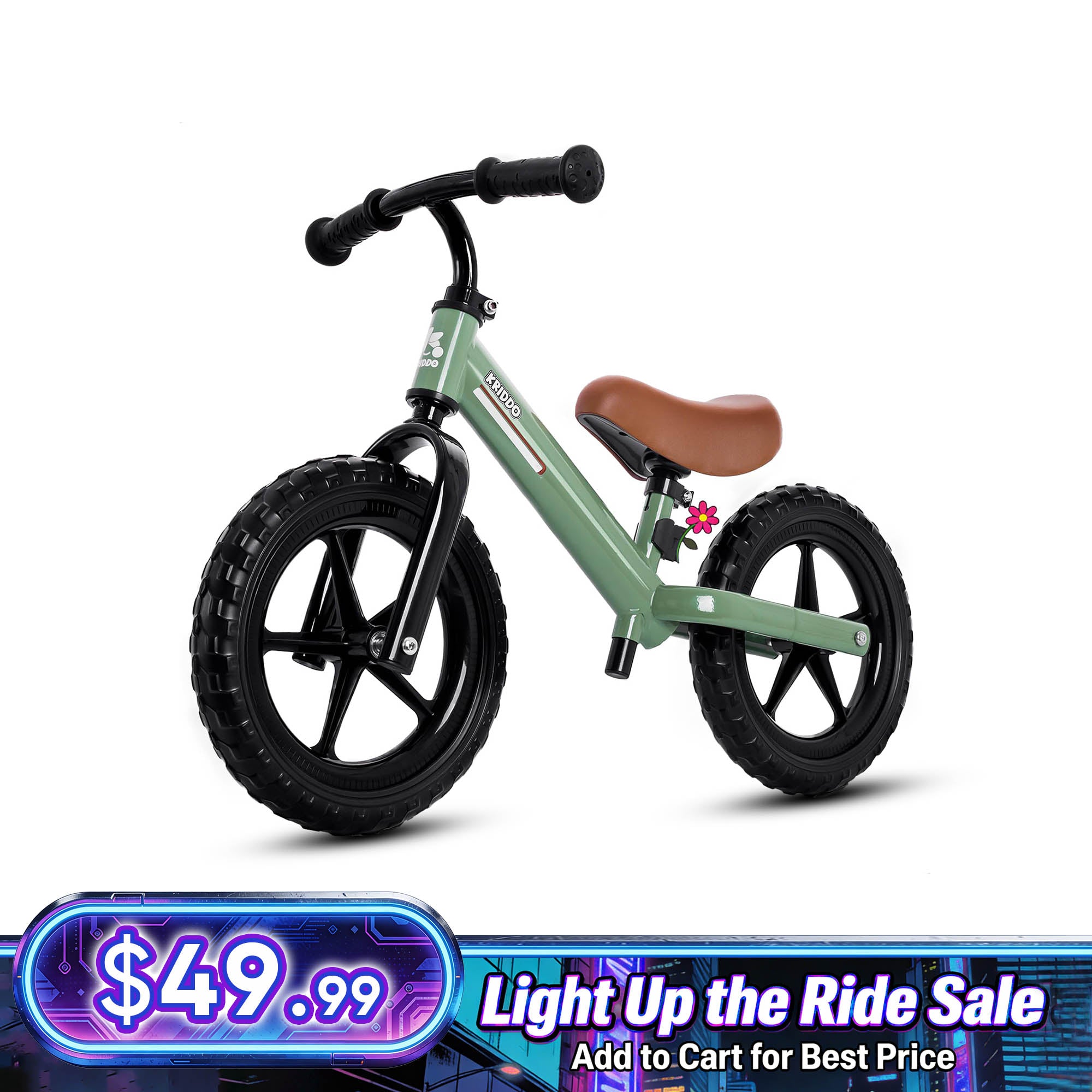 KRIDDO Toddler Balance Bike With Dual Bearing Wheels For 2 to 5 Years Old Green