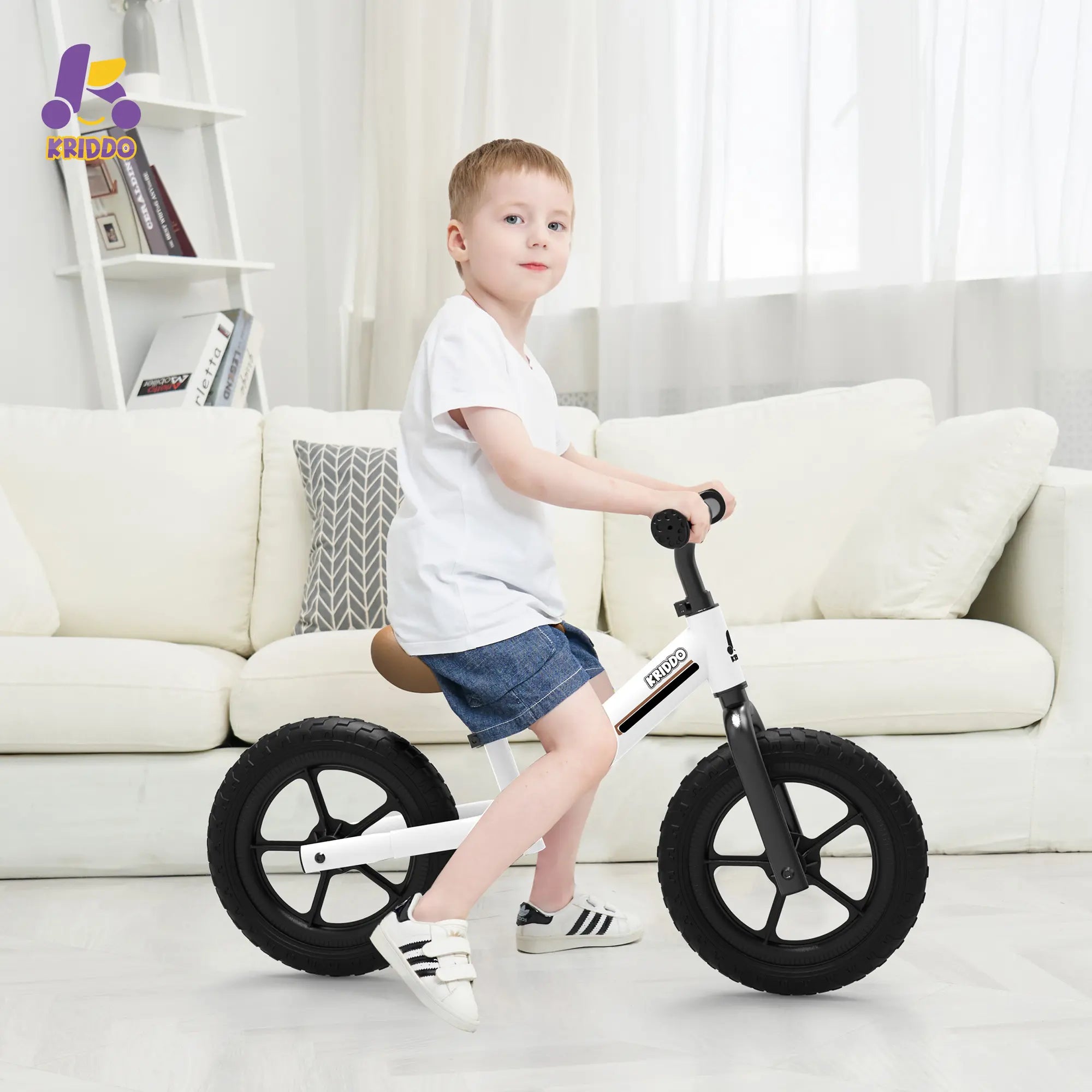 KRIDDO Toddler Balance Bike With Dual Bearing Wheels For 2 to 5 Years Old White