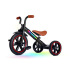 KRIDDO Kids Motorbike Style Light Up Tricycle with Front Light for 2 to 5 Years Old Black