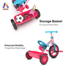 KRIDDO 4-IN-1 Kids Tricycle with Adjustable Parent Handle for 2 to 5 Years Old