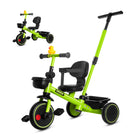 KRIDDO 2-in-1 Kids Tricycle with Steering Push Handle for Ages 18 Months to 5 Years Green