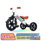 KRIDDO Kids Motorbike Style Light Up Tricycle with Front Light for 2 to 5 Years Old White