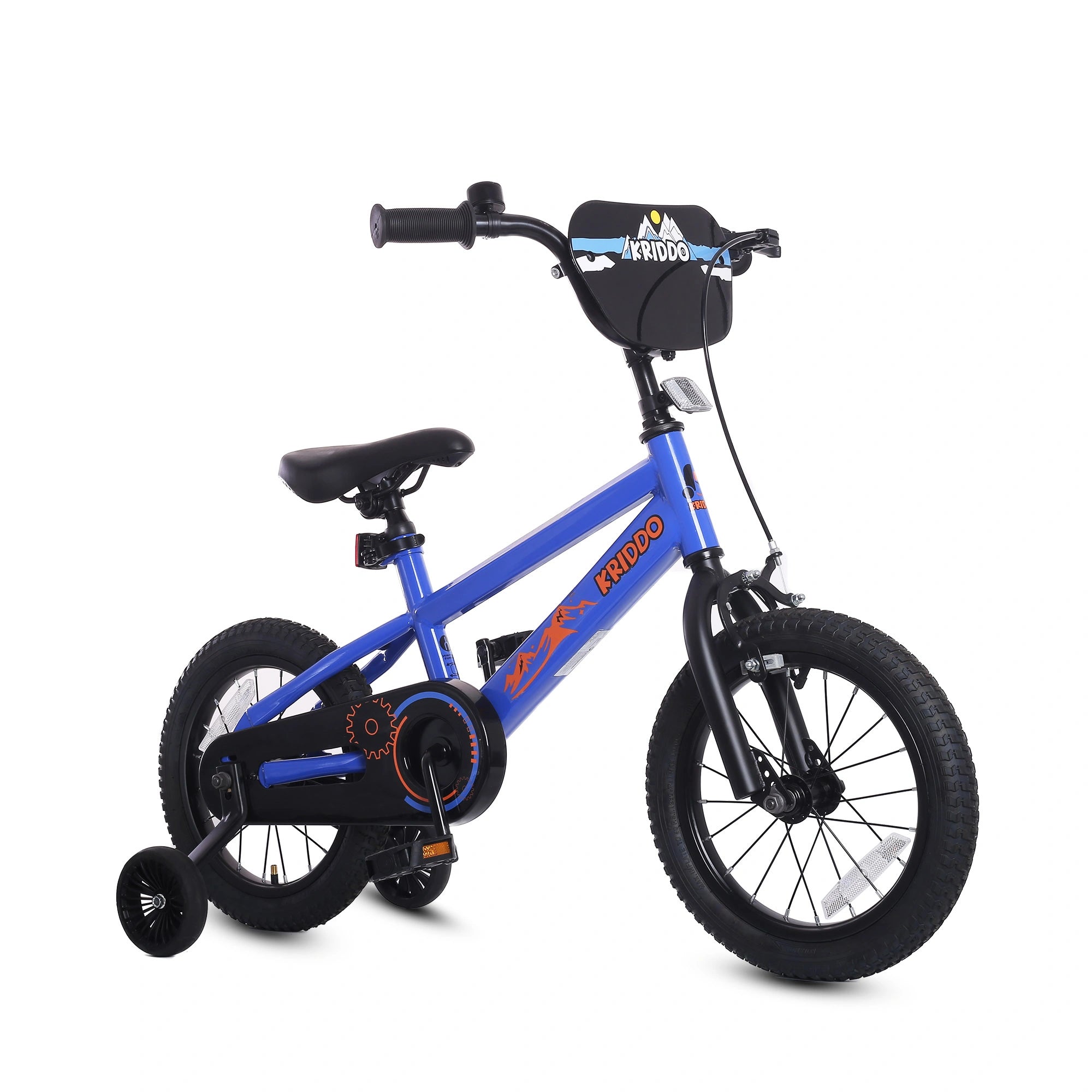 KRIDDO 14 Inch Bike with Training Wheels for 3 to 6 Years Old Blue