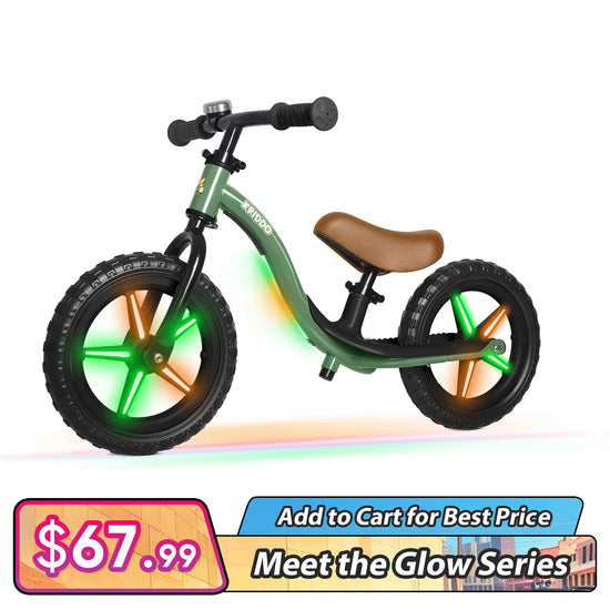 KRIDDO Glowing Balance Bike with Flashing Wheels for 2 to 5 Years Old
Green