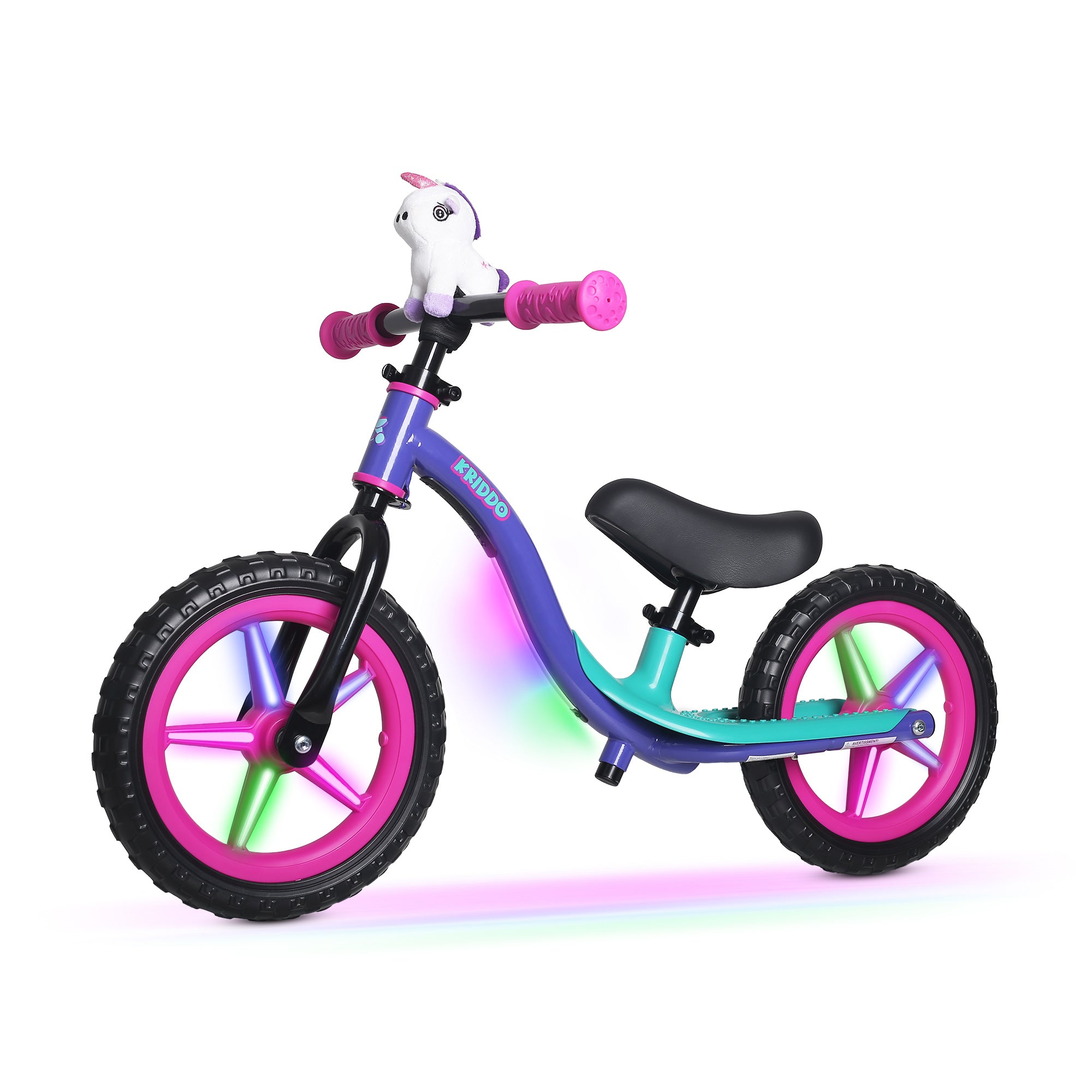 KRIDDO Glowing Balance Bike with Flashing Wheels for 2 to 5 Years Old
Purple