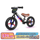 KRIDDO LED Kids Balance Bike with Light up Wheels and Electronic Plate Black