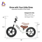 Children's balance bike with adjustable handlebar and seat height