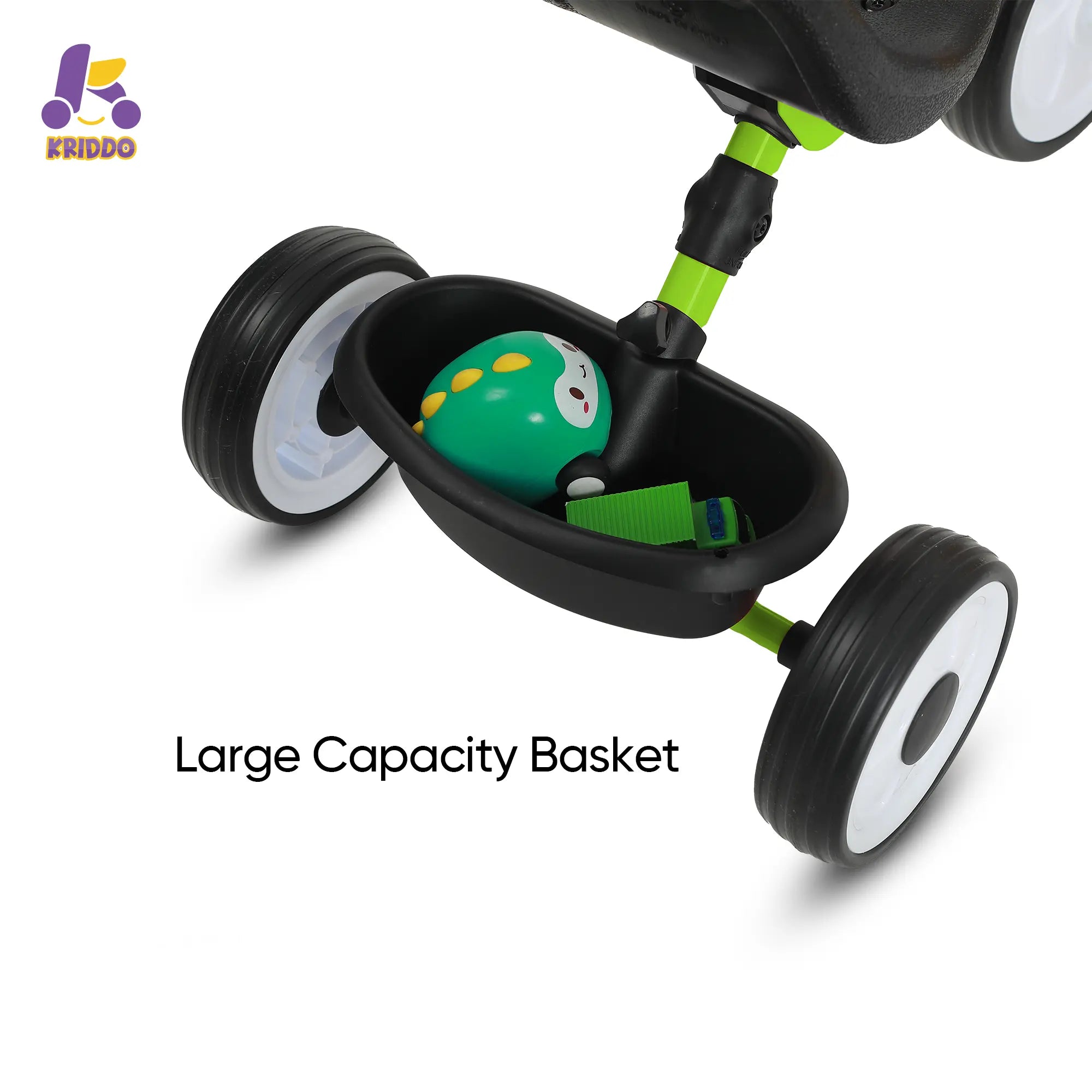 KRIDDO Baby Tricycle Foldable with Storage Basket for 18 Months to 3 Years   Green 