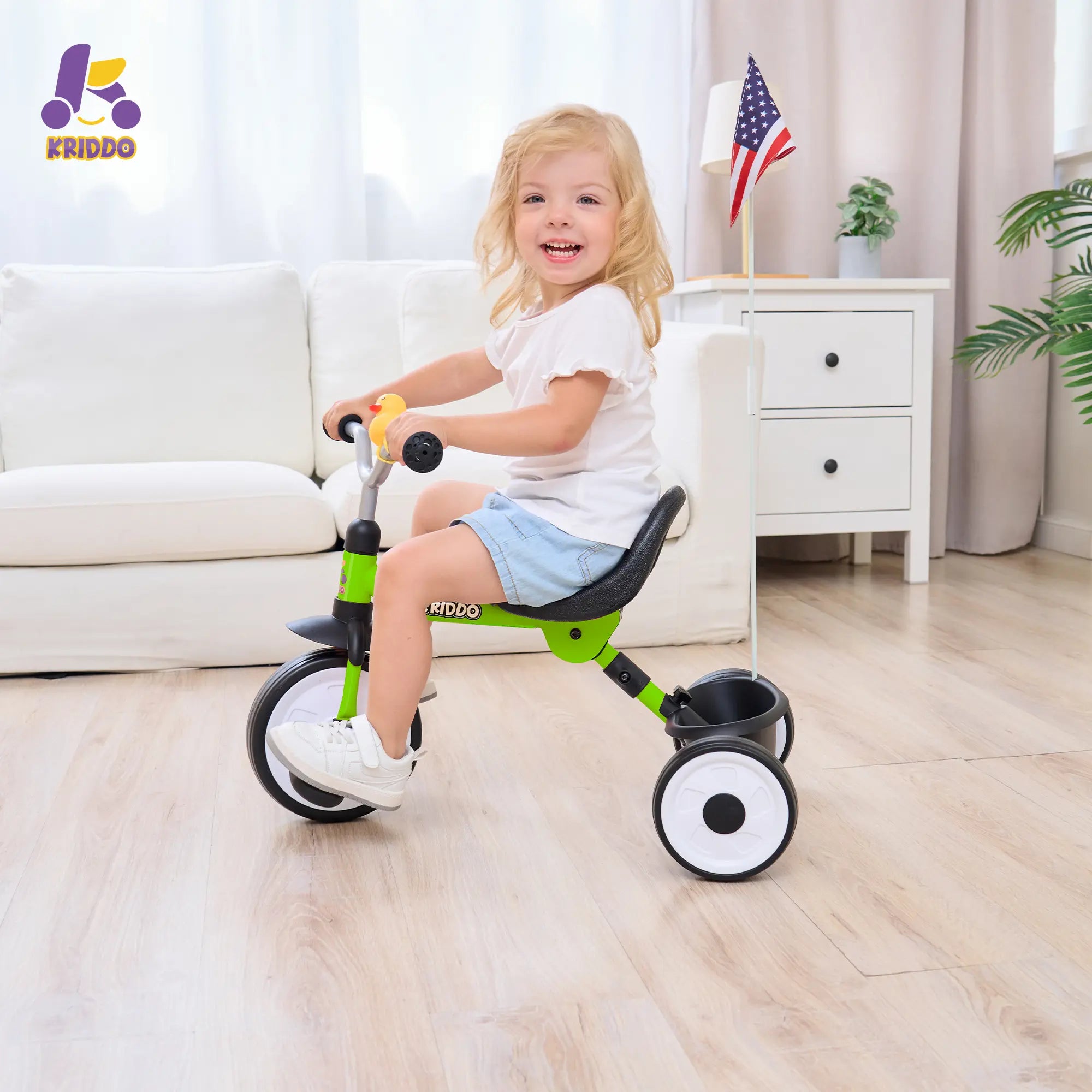 KRIDDO Baby Tricycle Foldable with Storage Basket for 18 Months to 3 Years
Green