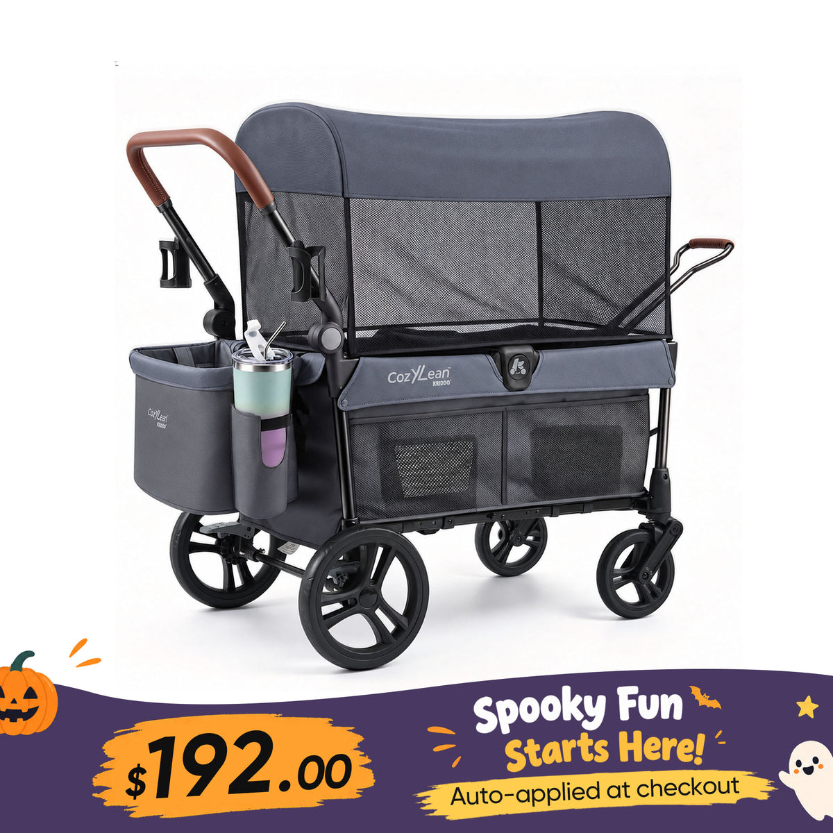 KRIDDO Kids 2 Seater Wagon Stroller for 12 Months and Up