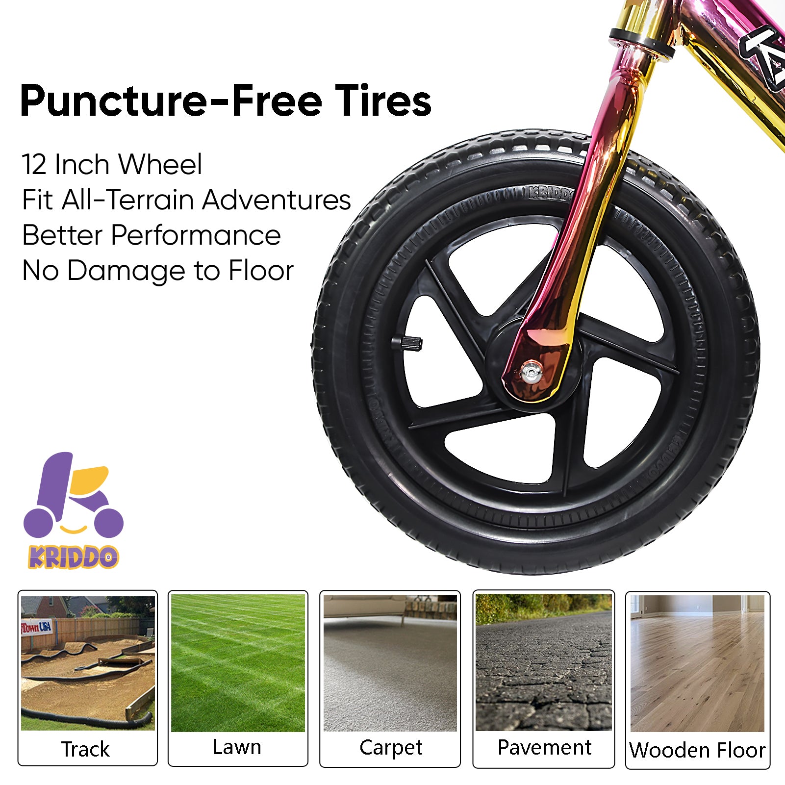 Kriddo Toddler Balance Bike with Customize Plate for 18 Months to 3 Years Old Xpink