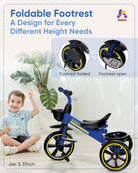 Kriddo Kids Tricycle with Adjustable Parent Handle for 2 to 5 Years Old Blue 2-in-1