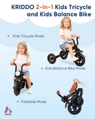 Kriddo Kids Foldable Tricycle with Headlight for 2 to 5 Years Old Black